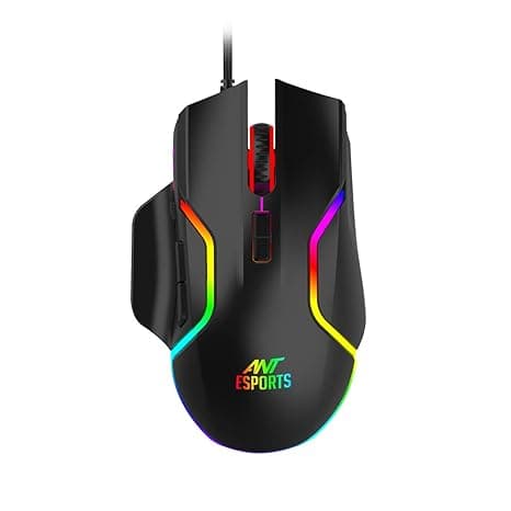 Ant Esports GM320 RGB Optical Wired Gaming Mouse | 8 Programmable Buttons | 12800 DPI I Ergonomic Design with Braided Cable - Black