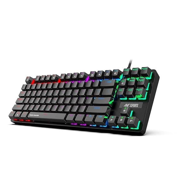 Ant Esports Gaming Keyboard MK1000 TKL Mechanical Multicolor LED Backlit Wired -Black with Outemu Blue Switch